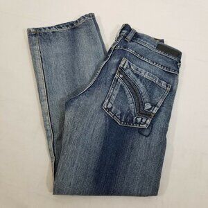 Ring of Fire Women's Straight Fit Cotton Jeans Low Rise Crosstown Blue  12x26